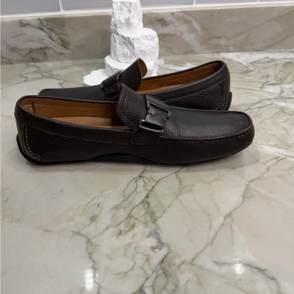 Men’s Salvatore Ferragamo Brown Leather Gancini Driver Loafers – Size 10 - Picture 5 of 9